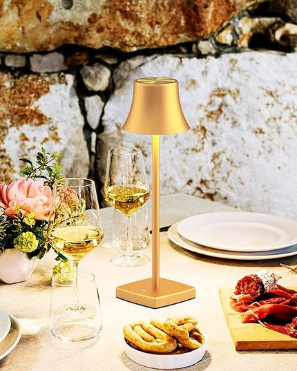 SAKRINGT LED Cordless Table Lamps Rechargeable,5000mAh Battery Operated Table Light,3 Color Stepless Dimming,Portable Small Desk Lamp in Aluminum for Party Patio Restaurant Indoor/Outdoor - LeafyLoom