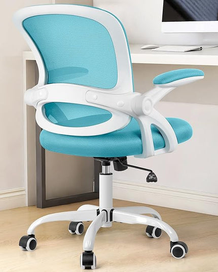 KERDOM Office Chair, Ergonomic Desk Chair, Mesh Computer Chair Height Adjustable, Comfy Swivel Task Chair with Wheels and Flip-up Arms - LeafyLoom