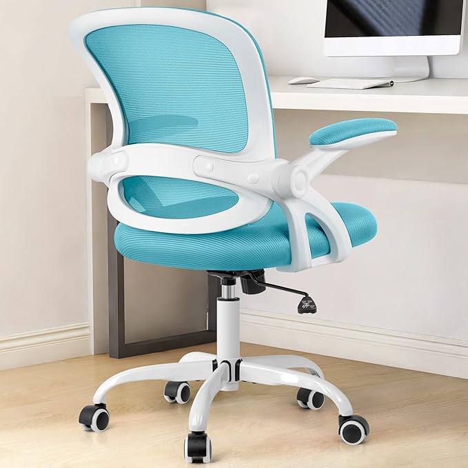 KERDOM Office Chair, Ergonomic Desk Chair, Mesh Computer Chair Height Adjustable, Comfy Swivel Task Chair with Wheels and Flip-up Arms - LeafyLoom