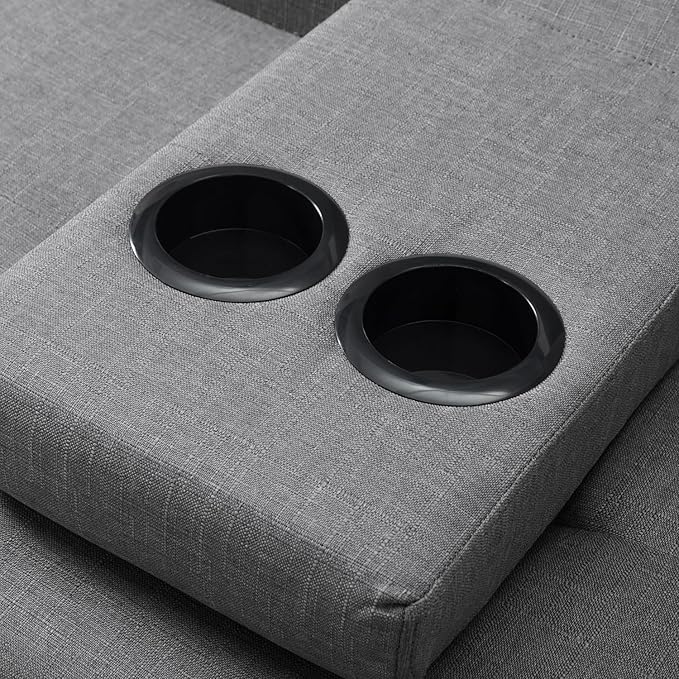 74.8" Modern Living Room Furniture Sets Tufted Loveseat Sofa Convertible Folding Futon Sleeper Couchbed with Cup Holder/Removable Armrests/Adjusting Backrest for Apartment,Home,Light Gray Sofá - LeafyLoom