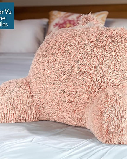 Klear Vu Shaggy Reading Pillow Back Rest Body Pillow for Adults and Kids, Lumbar and Arm Support on Bed, Chair, Couch, Sofa and Floor, 30" x 21", One Size, Apricot Sherbert - LeafyLoom