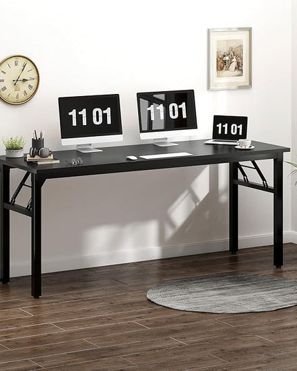 Need Computer Desk Office Desk 62 inches Folding Table with BIFMA Certification Computer Table Dining Table No Install Needed, Black - LeafyLoom