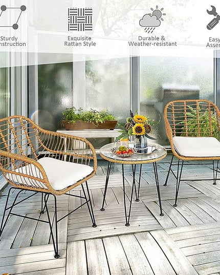 Bistro Table and Chairs Set of 2, OneSize, Pale Brown - LeafyLoom