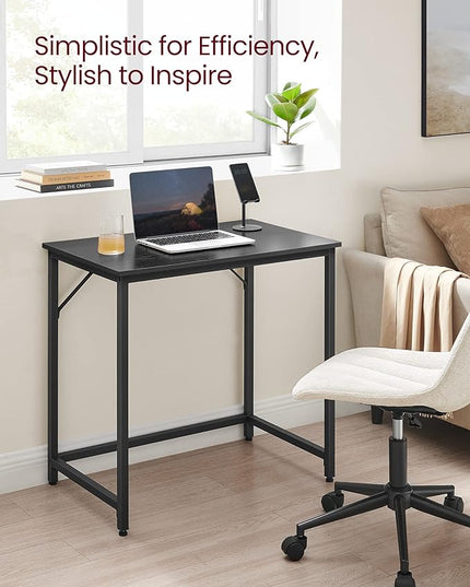 VASAGLE Computer Desk, Gaming Desk, Home Office Desk, for Small Spaces, 19.7 x 31.5 x 29.5 Inches, Industrial Style, Metal Frame, Black with Wood Grain ULWD038B56 - LeafyLoom