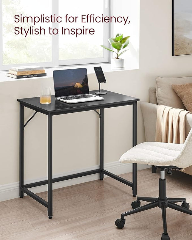 VASAGLE Computer Desk, Gaming Desk, Home Office Desk, for Small Spaces, 19.7 x 31.5 x 29.5 Inches, Industrial Style, Metal Frame, Black with Wood Grain ULWD038B56 - LeafyLoom