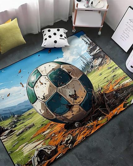 Football Rug for Boys Bedroom - Kids Rug Football Rug Basketball Rugs for Teen Boys Bedroom Football Carpet for Boys Bedroom Football Rugs for Boys Girls Sports Room,4'5''×6' - LeafyLoom
