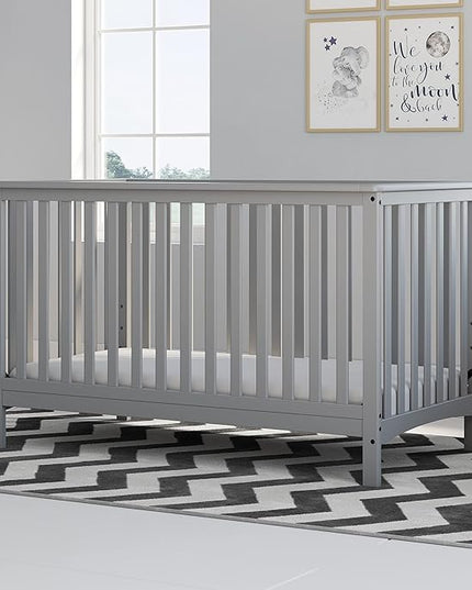 Storkcraft Hillcrest 4-in-1 Convertible Crib (Pebble Gray) - Converts to Daybed, Toddler Bed, and Full-Size Bed, Fits Standard Full-Size Crib Mattress, Adjustable Mattress Support Base - LeafyLoom