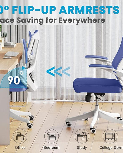 Ergonomic Office Chair - Comfy Desk Chairs with Wheels and Arms, 400LB Heavy Duty Mesh Computer Chairs with Comfortable Lumbar Back Support for Home Office, Bedroom, Study and College Dorm - LeafyLoom