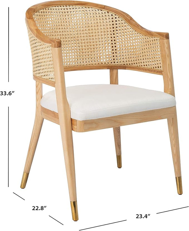 Safavieh Couture Home Collection Rogue Natural Rattan Living Room Dining Accent Chair (Fully Assembled) SFV4106B - LeafyLoom