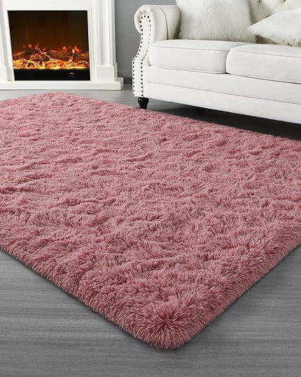 Super Soft Fluffy Shaggy Rugs for Living Room Bedroom, Fuzzy Plush Area Rugs for Girls Kids Room Nursery Home Decor, Furry Dorm Rug Cute Non-Slip Indoor Floor Carpet 5x8 Feet, Blush - LeafyLoom