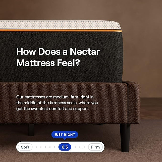 Nectar Premier Copper Full 14” Mattress with Bed Frame - Grey - Medium Firm Gel Memory Foam - Triple Action Cooling - 365-Night Trial - Forever Warranty - Easy Assembly - 8” Legs - Wooden Slats - LeafyLoom