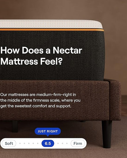 Nectar Premier Copper Queen 14” Mattress with Bed Frame - Grey - Medium Firm Gel Memory Foam - Triple Action Cooling - 365-Night Trial - Forever Warranty - Easy Assembly - 8” Legs - Wooden Slats - LeafyLoom