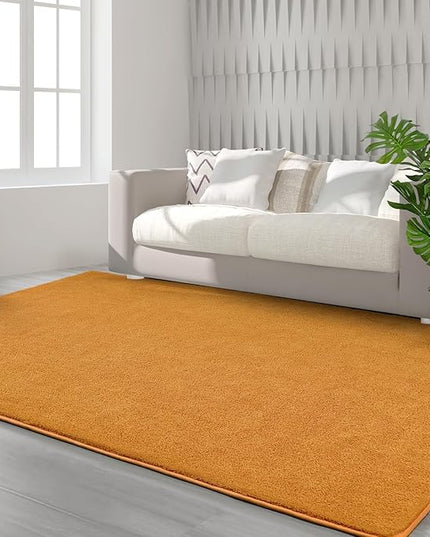 Area Rugs for Bedroom Living Room, 5x8 Orange Super Soft Comfy Thickened Memory-Foam Indoor Carpets, Modern Aesthetic Minimalist Carpet for Boys Girls Adults Apartment Nursery Home Décor - LeafyLoom