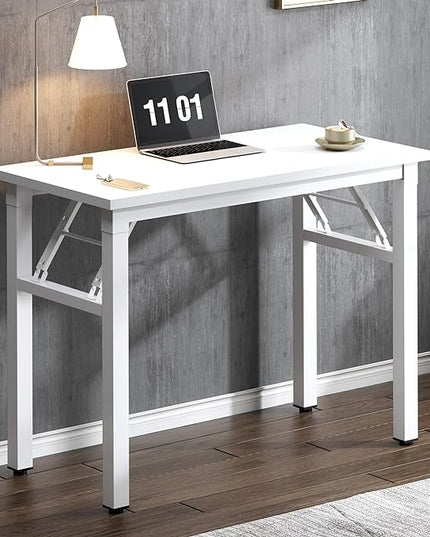 Need Small Computer Desk 31.5 inches Folding Table No Assembly Sturdy Small Writing Desk Folding Desk for Small Spaces, White - LeafyLoom