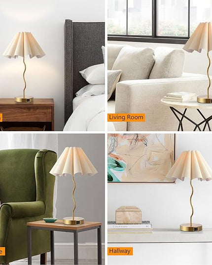 Table Lamps for Bedroom Modern Single Table Lamp for Night Stands Beside Lamps Living Room End Table Lamp (Gold) - LeafyLoom