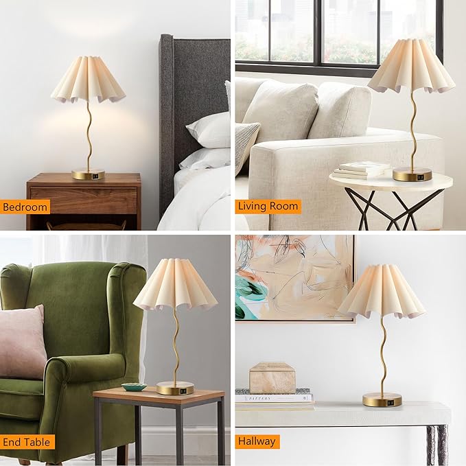 Table Lamps for Bedroom Modern Single Table Lamp for Night Stands Beside Lamps Living Room End Table Lamp (Gold) - LeafyLoom
