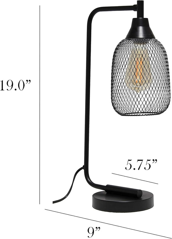 Elegant Designs LD1060-BLK Mesh Wire Table Lamp, Matte Black - LeafyLoom