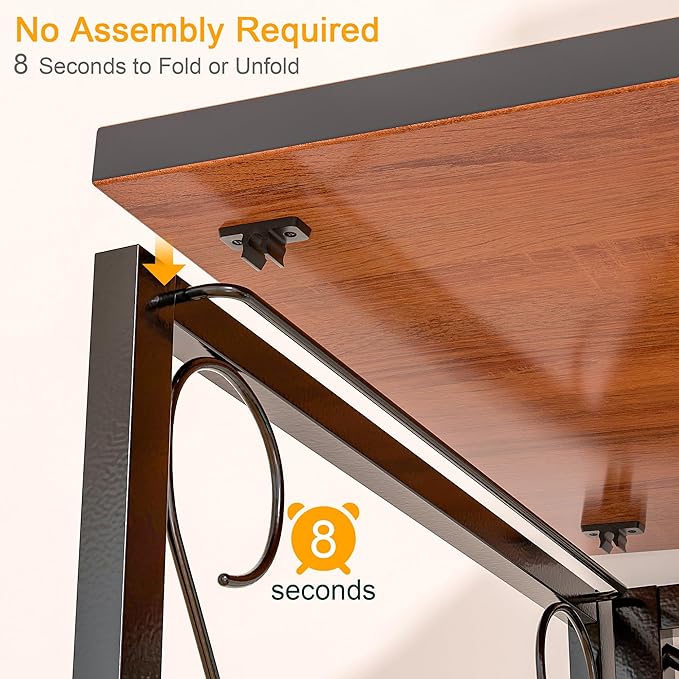 VECELO 39.4" Folding Computer Desk Simple Laptop Table Home Office Workstation for Reading Writing, No Assembly Needed, Small Space, Antique Brown - LeafyLoom