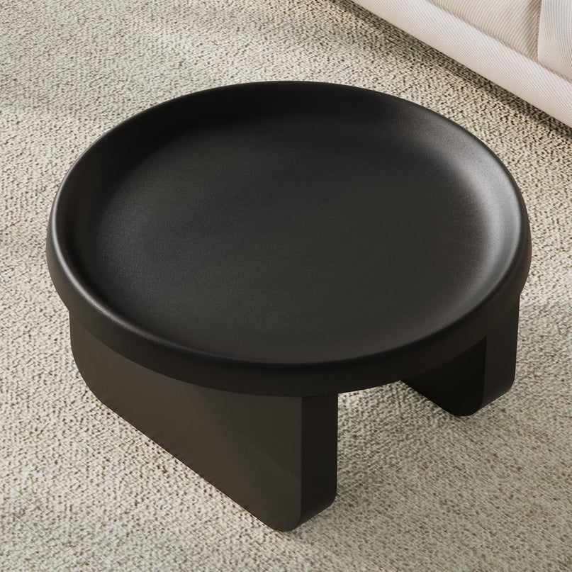 Round Coffee Table,Modern Coffee Table,Unique Circle Coffee Tables,Metal Center Table for Living Room (Black, 29.5 x 16.5) LeafyLoom