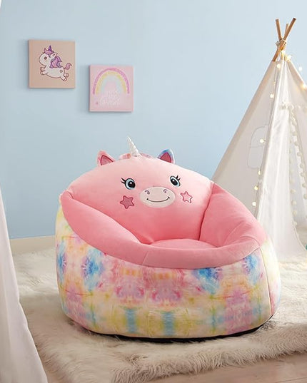 Heritage Kids Micromink Squishy Bean Bag Chair for Kids Ages 3+, Figural Unicorn - LeafyLoom