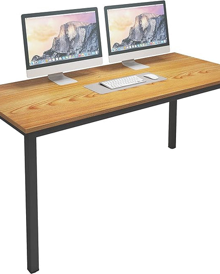 SogesGame Computer Desk 55.1 inches Trestle Desk Writing Home Office Desk Steady Gaming Table Hutch Workstation， - LeafyLoom