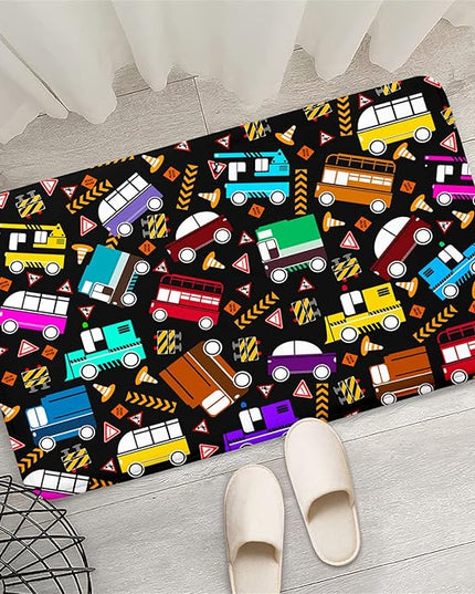 Car Rug Play Mat Kids Rugs for Playroom Car Rug for Boys Room Kids Mat Construction Play Mat Car Play Rug Car Carpet for Kids Carpet for Bedroom Truck Rugs for Boys Room,Black 2'×3' - LeafyLoom