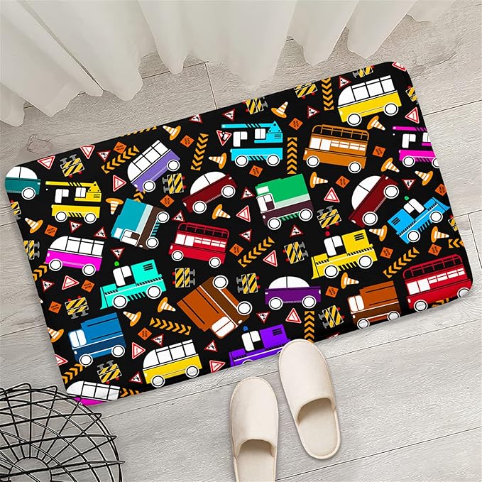 Car Rug Play Mat Kids Rugs for Playroom Car Rug for Boys Room Kids Mat Construction Play Mat Car Play Rug Car Carpet for Kids Carpet for Bedroom Truck Rugs for Boys Room,Black 2'×3' - LeafyLoom