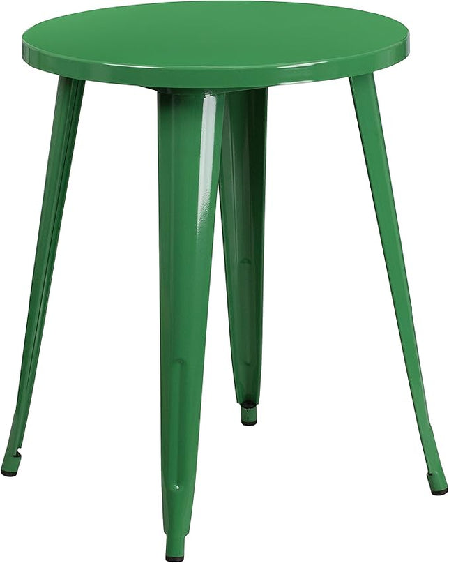 Flash Furniture Webb Commercial Grade 24" Round Green Metal Indoor-Outdoor Table - LeafyLoom