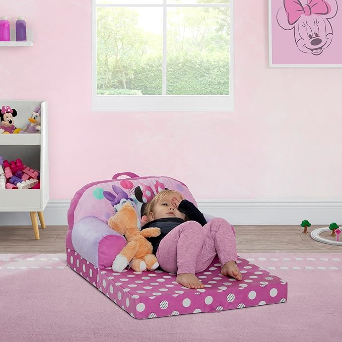 Delta Children Cozee Buddy Flip-Out Kids Chair, Minnie Mouse - LeafyLoom