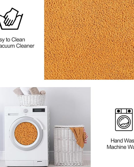 Area Rugs for Bedroom Living Room, 5x8 Orange Super Soft Comfy Thickened Memory-Foam Indoor Carpets, Modern Aesthetic Minimalist Carpet for Boys Girls Adults Apartment Nursery Home Décor - LeafyLoom