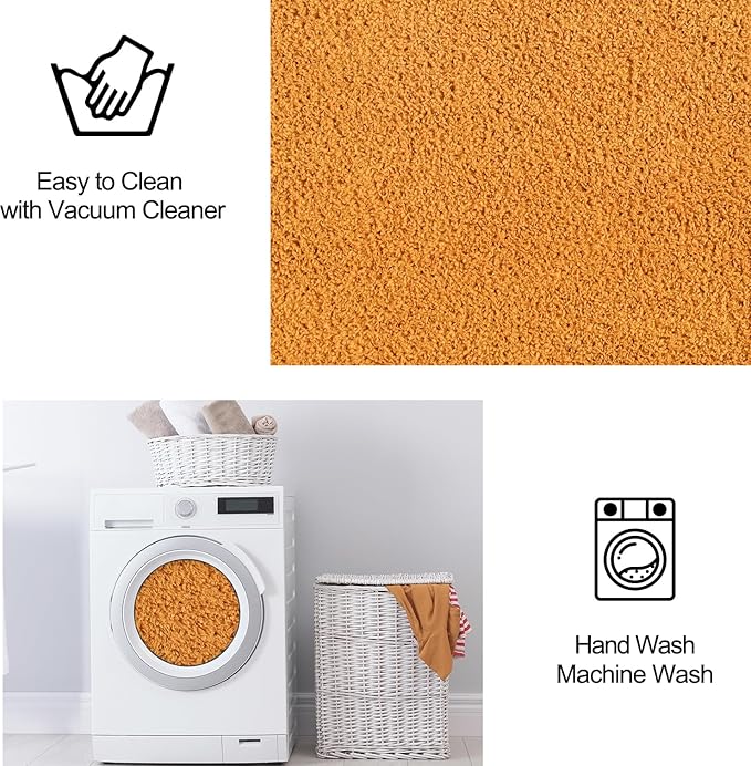 Area Rugs for Bedroom Living Room, 5x8 Orange Super Soft Comfy Thickened Memory-Foam Indoor Carpets, Modern Aesthetic Minimalist Carpet for Boys Girls Adults Apartment Nursery Home Décor - LeafyLoom