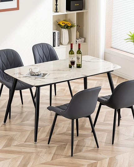 YOUNIKE Dining Chairs Set of 2, GrayishPurple Elegant Kitchen & Dining Room Chairs, Modern Faux Leather Padded Dining Chair, Armless Bedroom Side Chairs Dinner Chairs Dinning Chairs - LeafyLoom