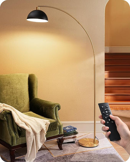 EDISHINE 78.3" Mid Century Modern Floor Lamp, Tall Standing Lamp with Remote, Rotatable LampHead, Brass Floor Lamps for Living Room, Bedroom, Office, Reading Corner, Gold/Black - LeafyLoom