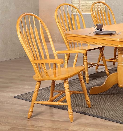 Sunset Trading Comfort Dining Arm Chair, 41", Light Oak - LeafyLoom
