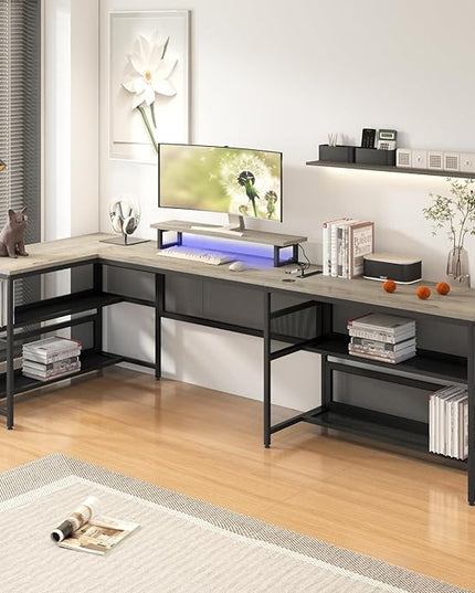 NicBex Laik-DW-00010-DX Desks, 82" W x 43" D x 35" H, Gray - LeafyLoom