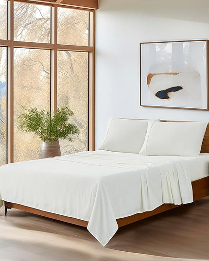 UGG 11786 Alahna Twin Bed Sheets and Pillowcases 3-Piece Set Sleep in Luxury Machine Washable Deep Pockets Wrinkle-Resistant Breathable Cozy Comfort Silky Cooling Sheets, Twin, White - LeafyLoom