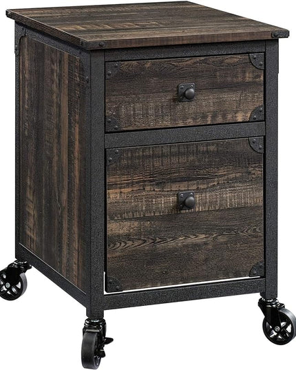 Sauder Steel River File Pedestal, L: 20.87" x W: 23.86" x H: 26.58", Carbon Oak Finish - LeafyLoom