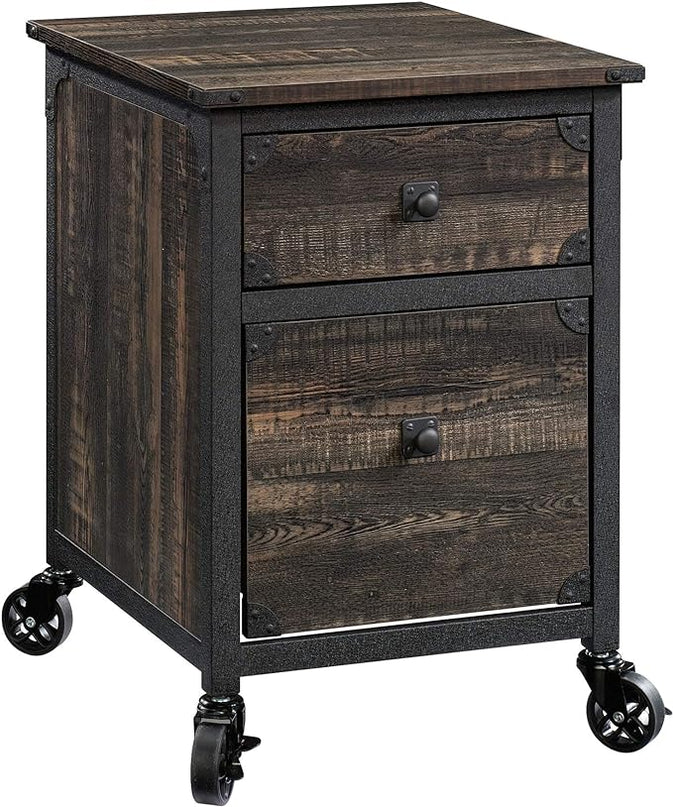 Sauder Steel River File Pedestal, L: 20.87" x W: 23.86" x H: 26.58", Carbon Oak Finish - LeafyLoom