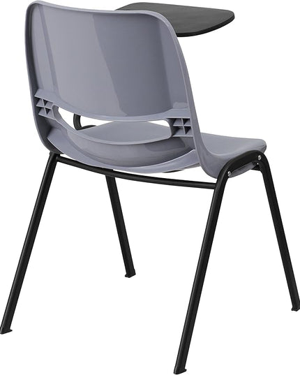 Flash Furniture HERCULES 5 Pack Gray Ergonomic Shell Chair with Left Handed Flip-Up Tablet Arm - LeafyLoom