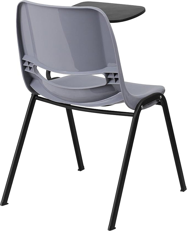 Flash Furniture HERCULES 5 Pack Gray Ergonomic Shell Chair with Left Handed Flip-Up Tablet Arm - LeafyLoom