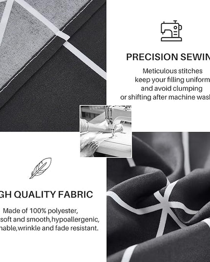 Black & White Comforter Bed in a Bag King for Kids Adults, 3Pcs Reversible Geometric Bedding Set with 2 Pillow Shams for All Seasons (King,104x90inches) - LeafyLoom