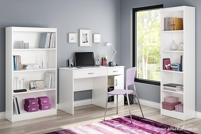 South Shore Axess Small Desk, Pure White - LeafyLoom