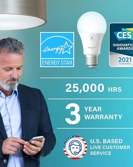 Sengled Alexa Light Bulb, S1 Auto Pairing with Alexa Devices, Smart Light Bulbs That Work with Alexa, Bluetooth Mesh Smart Home Lighting, Daylight 5000K, E26 60W Equivalent, 800LM, 3-Pack Sengled