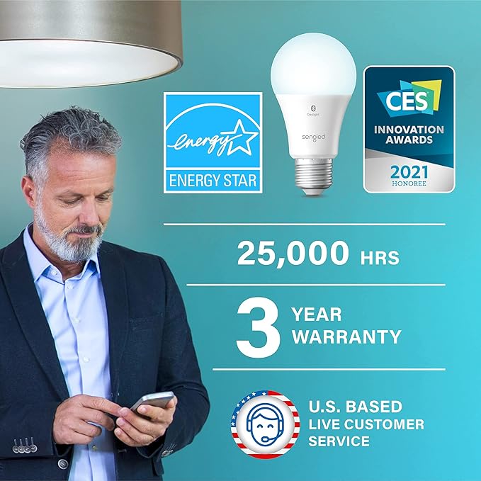 Sengled Alexa Light Bulb, S1 Auto Pairing with Alexa Devices, Smart Light Bulbs That Work with Alexa, Bluetooth Mesh Smart Home Lighting, Daylight 5000K, E26 60W Equivalent, 800LM, 3-Pack Sengled