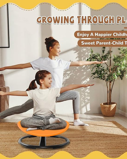 Zhenx Spinning Chair for Kids, Autism Kids Swivel Chair, Kids Sensory Chair, Spinning Chair for Autistic Kids & ADHD Children, Sit and Spin Training Body Coordination(Orange) - LeafyLoom