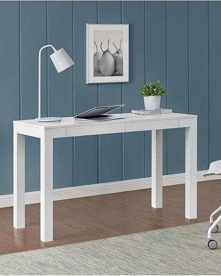 Parsons Xl Desk with 2 Drawers, White - LeafyLoom