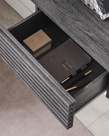 Modway Render 60" Mid-Century Modern Wall-Mount Corner Office Desk in Charcoal - LeafyLoom