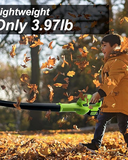 YOUGFIN Cordless Leaf Blower,21V Battery Powered Leaf Blower for Lawn Care, Electric Lightweight Mini Leaf Blower (Battery & Charger Included) - LeafyLoom