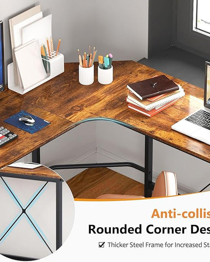 soges L Shaped Desk, 59inch L Desk Computer Corner Desk, Gaming Desk, Home Office Writing Desk, Space-Saving Workstation Desk, Rustic Brown - LeafyLoom
