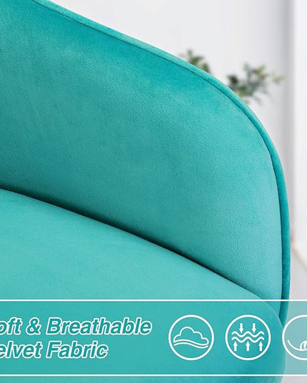 Velvet Desk Chair Vanity Chair for Makeup with Wheels and Back Home Office Chair Adjustable Rolling Swivel Chair for Bedroom Vanity Room Green - LeafyLoom